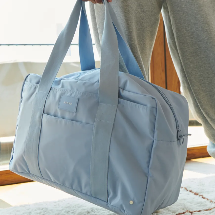 STATE Bags | Wellington Weekender Nylon Ice Blue
