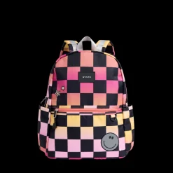 STATE Bags | Kane Kids Double Pocket Backpack Recycled Poly Canvas Pink Checkerboard