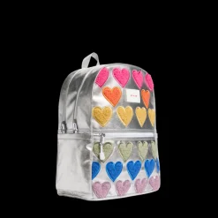 STATE Bags | Kane Kids Double Pocket Backpack Metallic Fuzzy Hearts