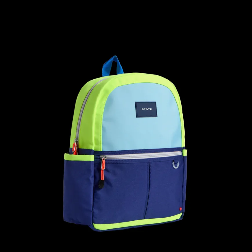 STATE Bags | Kane Kids Travel Backpack Color Block Navy/Neon | Back to School