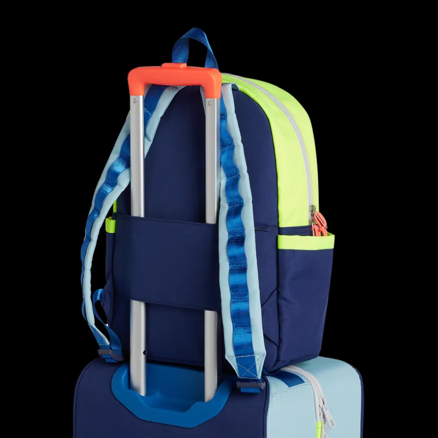 STATE Bags | Kane Kids Travel Backpack Color Block Navy/Neon | Back to School