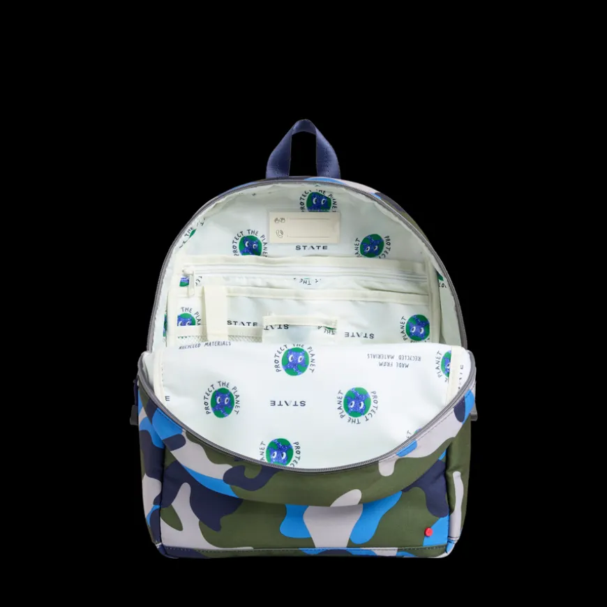 STATE Bags | Kane Kids Travel Backpack Color Block Navy/Neon | Back to School