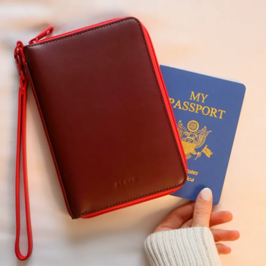 STATE Bags | Passport Holder Vegan Leather Burgundy