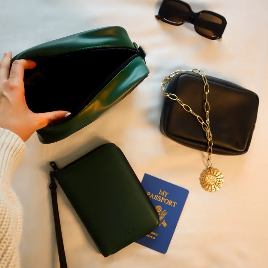 STATE Bags | Travel Pouch Set of Two Vegan Leather Olive