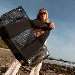 STATE Bags | Wellington Cabana Tote Black Perforated TPU
